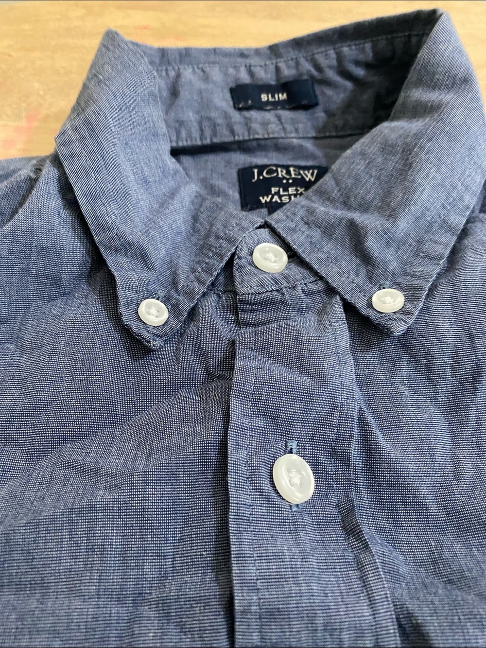 J. Crew Men's Chambray Button-Down Shirt in Indigo Blue